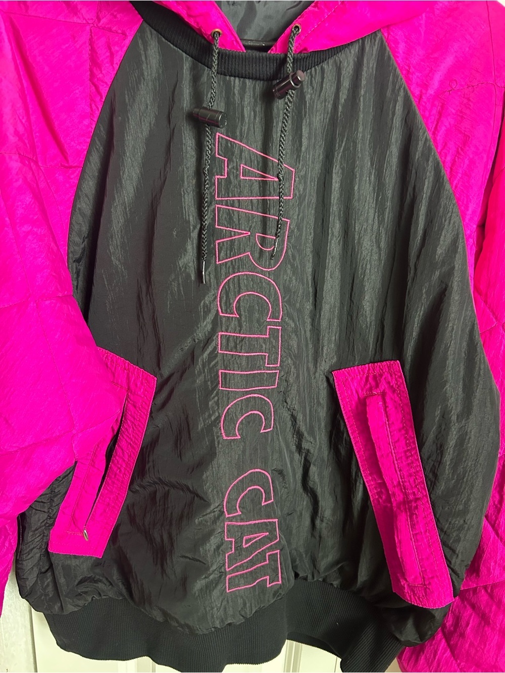 Rare ! Vintage Arctic Cat Pink Black Quilted Jacket - Picture 2 of 6